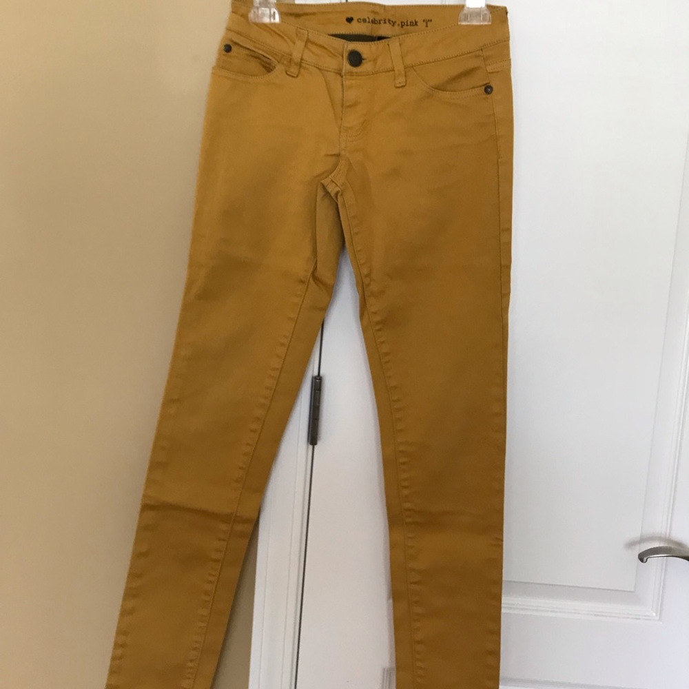 Size 1, Celebrity Pink, mustard yellow, straight jeans